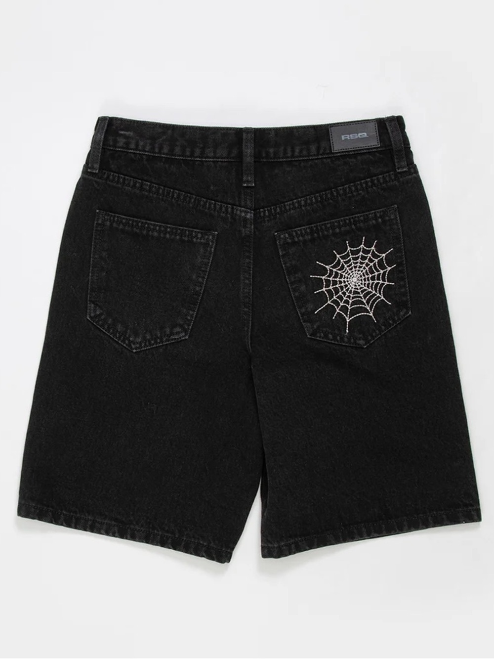 Black RSQ BOYS BAGGY Denim Shorts with Web Pocket Embroidery - Picture 2 of 9
